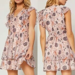 Anthropologie Current Air Floral Tiered Ruffle Mini Dress